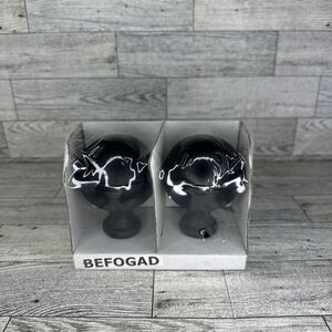 New Ikea BEFOGAD 1 Pair Black Metal Spherical Finials for Curtain Rods Sealed